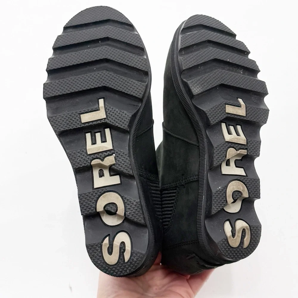 SOREL Joan Rhapsody Wedge Chelsea Snow Boot Black Slip On size 7.5 Waterproof